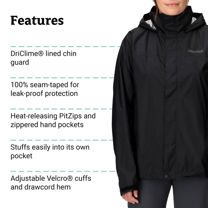MARMOT Women's PreCip Eco Lightweight & Waterproof Rain Jacket, Black - Latest Collection, X-Large - Image 5