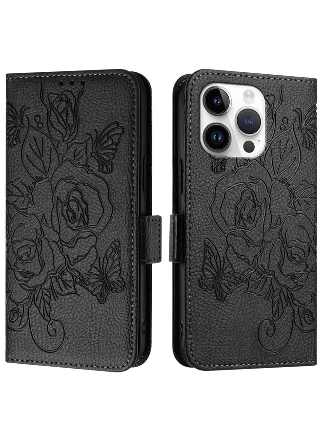Zaboon Case For iPhone 13 Pro Max Embossed Rose RFID Anti-theft Leather Phone Case - Image 2