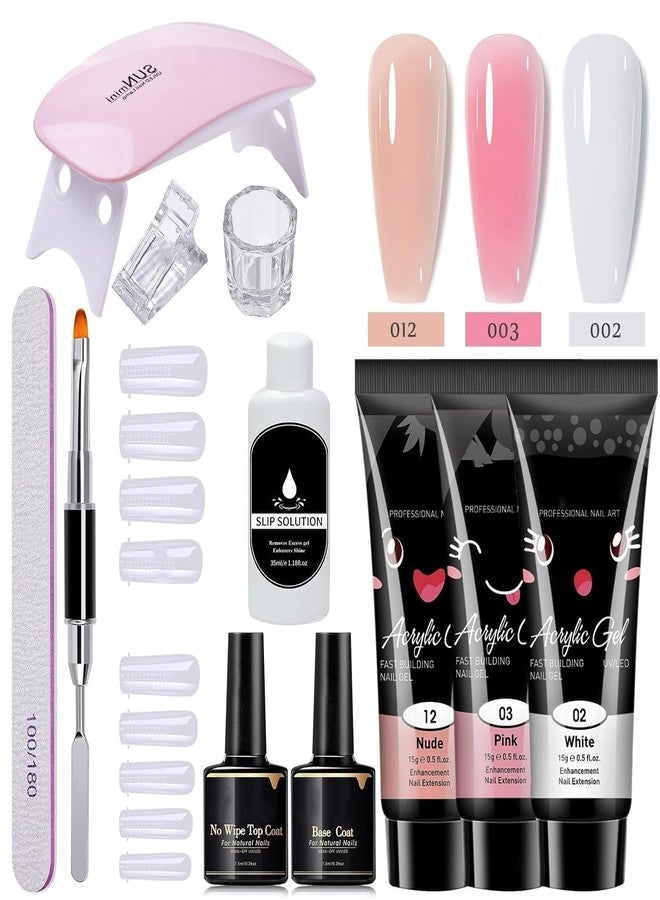 BOZLIN Poly Nail Gel Extension Kit for Builder Gel UV Nail Art Kit - Nude, Pink, White (12 Items in the set) - Image 1