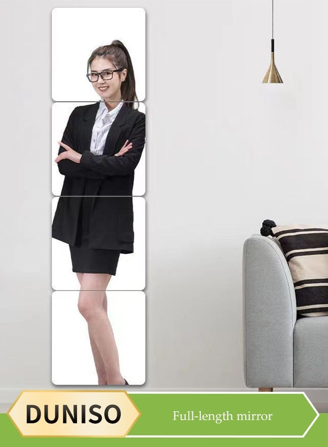 DUNISO 4 قطع ملصق مرآة حائط، ملصقات مرآة دائرية ذاتية اللصق، ملصقات بلاط مرآة أكريليك، مناسبة للمنازل، المكاتب، غرف النوم، غرف المعيشة، الحمامات، الأبواب 30*30 سم - Image 1