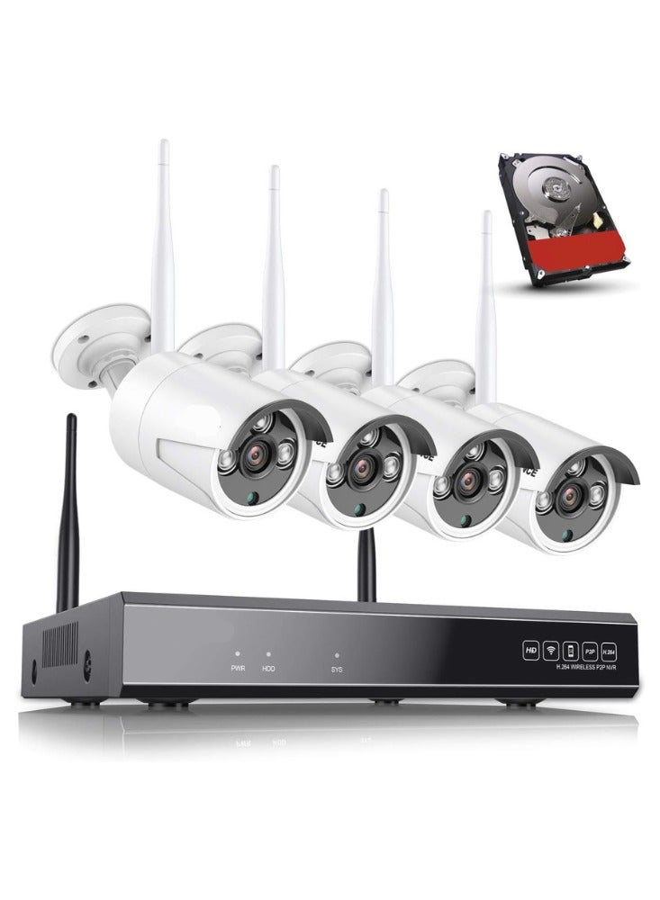 نظام كاميرات مراقبة لاسلكي بدقة 3.0 ميجا بكسل مع جهاز تسجيل 8 قنوات و4 كاميرات خارجية – كشف حركة ذكي وقرص صلب 1 تيرا - Image 1