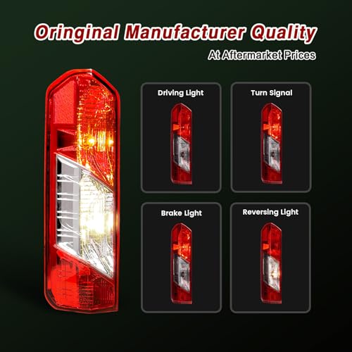 ZSBMP Tail Lights Compatible with Ford Transit 150 250 350 350HD 2015-2025 Rear Lamp With New Bulbs and Harness AssemblyOE: CK4Z13405G, 166-02779L, FO2800242C(Left Driver Side) - Image 4