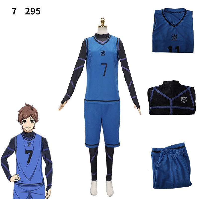 BLUELOCK blue prison cos clothing Jersey Jie Shiyi Bee Music Back thousand cut leopard Ma Guoguo God Lian Jie uniform Blue no. 7 + [jumpsuit]