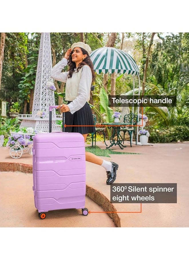 nasher miles Nasher Miles Paris Hard-Sided Polypropylene Check-in Luggage 28 inch | 75cm | 8 Wheels Large Trolley Bag for Travel | Suitcase (Purple)  - Image 5
