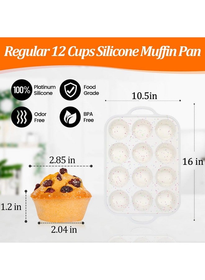 CAKETIME Silicone Muffin Pan, Metal Reinforced Frame Regular Size 2.8 Inch Cupcake Pan with Handle 12 Cups Nonstick Muffin Tray for Baking BPA Free 1 Pack Confetti - Image 5