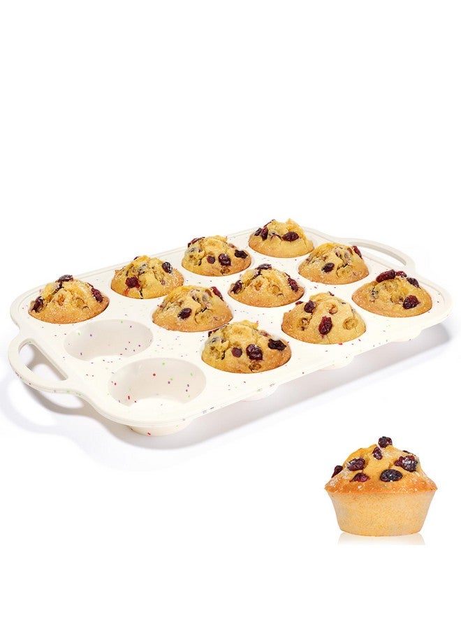 CAKETIME Silicone Muffin Pan, Metal Reinforced Frame Regular Size 2.8 Inch Cupcake Pan with Handle 12 Cups Nonstick Muffin Tray for Baking BPA Free 1 Pack Confetti - Image 1