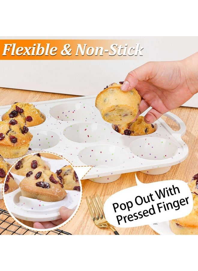 CAKETIME Silicone Muffin Pan, Metal Reinforced Frame Regular Size 2.8 Inch Cupcake Pan with Handle 12 Cups Nonstick Muffin Tray for Baking BPA Free 1 Pack Confetti - Image 4