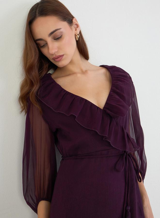 ستايلي فستان ميدي بتفاصيل كشكش - Image 3