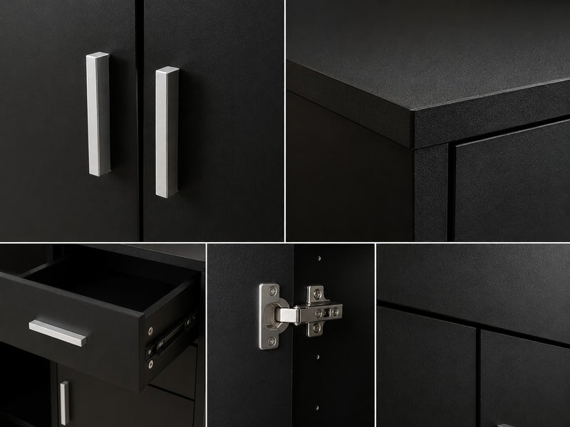 Modern Black Wardrobe Cabinet with Drawers - Image 4