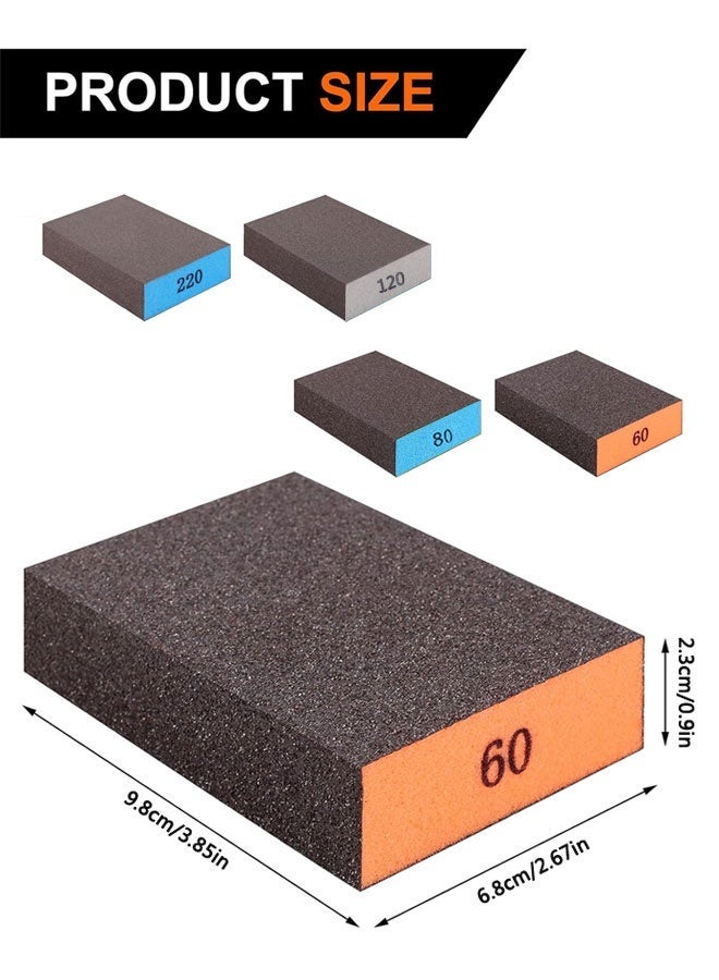 HOOTO 4pcs Sanding Sponge, Four Grits Per Pack 60/80/120/220, Washable and Reusable Handmade Sandpaper Block, Drywall Sandpaper Blocks for Wooden Drywall Sheetrock and Metal Glazing - Image 2