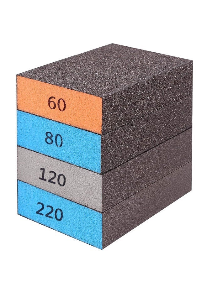 HOOTO 4pcs Sanding Sponge, Four Grits Per Pack 60/80/120/220, Washable and Reusable Handmade Sandpaper Block, Drywall Sandpaper Blocks for Wooden Drywall Sheetrock and Metal Glazing - Image 1