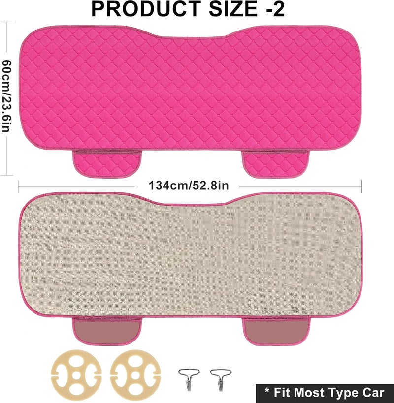 surpassme Comfortable Car Seat Covers Universal Back/Brench Seat Coves for Car Accessories with Storage Pockets, Padded Car Interior Covers for Automotive, SUV, Truck, and Van(Pink) - Image 3