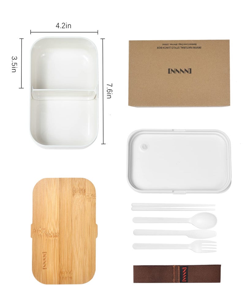 invvni Bento Box Adult Lunch Box Containers - Japanese, Natural Bamboo Lid, Microwave safe, Dishwasher Safe, Small, Bpa free, Women, Cutlery & Chopsticks - Image 4