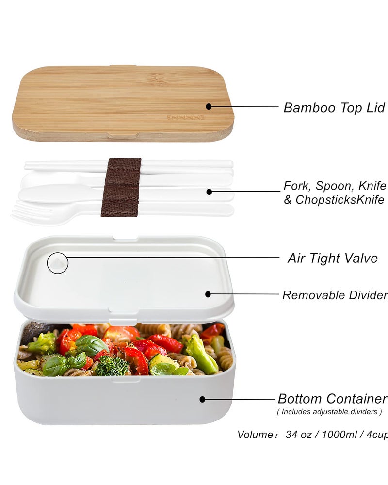invvni Bento Box Adult Lunch Box Containers - Japanese, Natural Bamboo Lid, Microwave safe, Dishwasher Safe, Small, Bpa free, Women, Cutlery & Chopsticks - Image 3