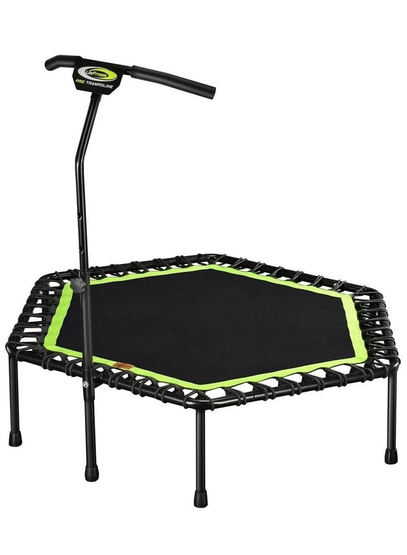 LEEFITNESS 48" Foldable Hexagon Fitness Trampoline with Adjustable Foam Armrests, Green - Image 1
