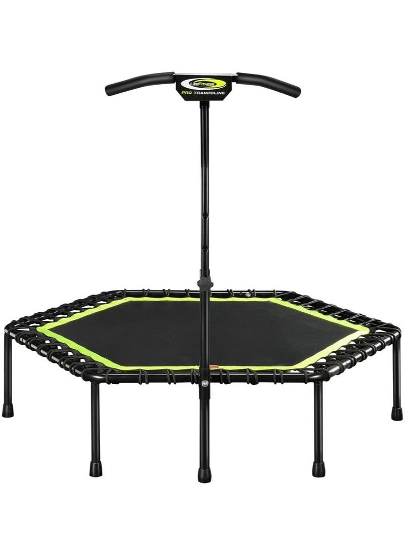 LEEFITNESS 48" Foldable Hexagon Fitness Trampoline with Adjustable Foam Armrests, Green - Image 2
