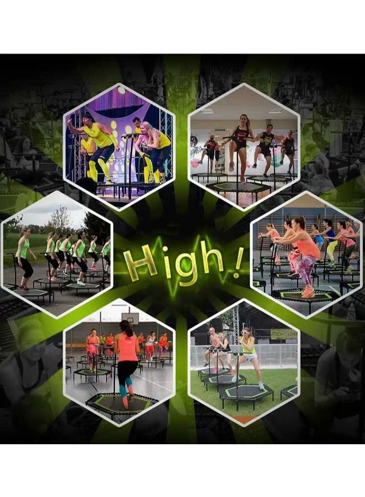 LEEFITNESS 48" Foldable Hexagon Fitness Trampoline with Adjustable Foam Armrests, Green - Image 3