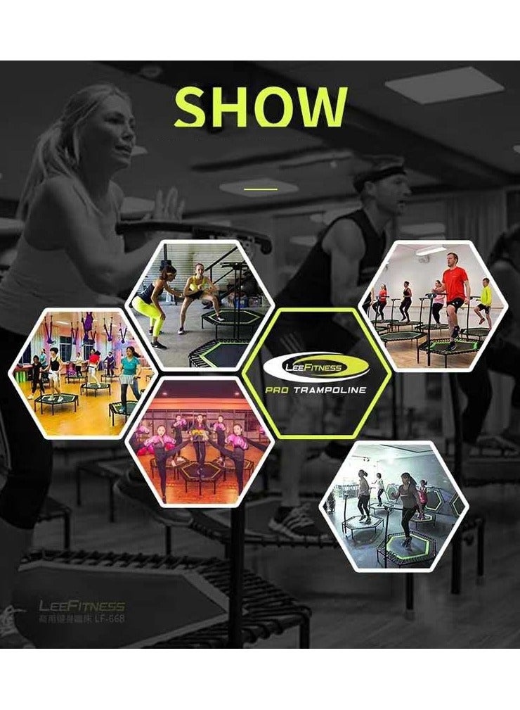 LEEFITNESS 48" Foldable Hexagon Fitness Trampoline with Adjustable Foam Armrests, Green - Image 4