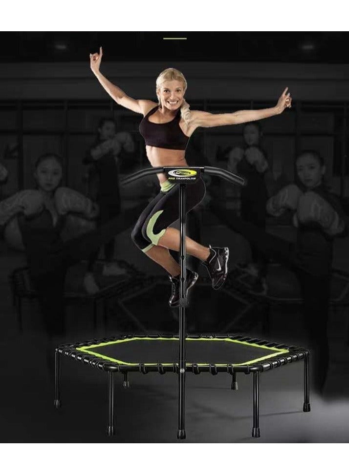 LEEFITNESS 48" Foldable Hexagon Fitness Trampoline with Adjustable Foam Armrests, Green - Image 5