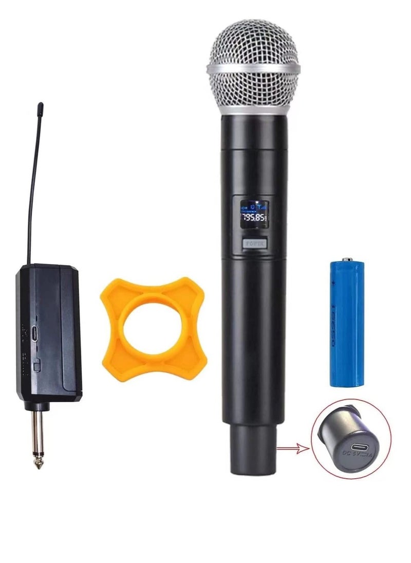Mike Music - Mike Music Wireless Microphone, Mic with Rechargeable Receiver (Work 3-6hs), 160ft Range, for Karaoke Machine, Amplifier Speaker, Mixer, Speech, Church, Interview(wireless microphone 1 drag 1, Black) - Image 1