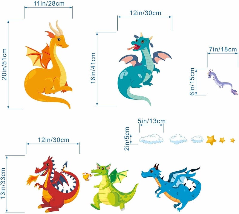 AnFigure AnFigure Baby Dragon Wall Stickers Cute Stars Cloud Wall Decals Kids Room Boys Room Baby Room Nursery Playroom Bedroom Wall Decor - Image 4