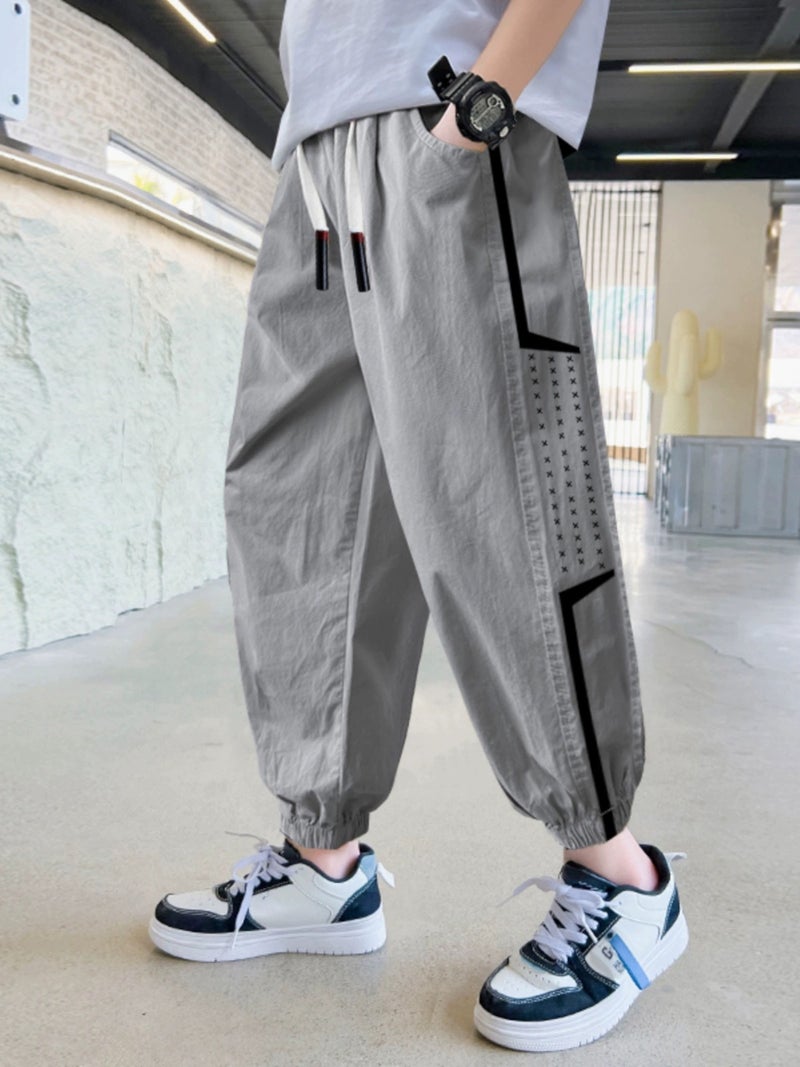 Children'S Clothing Boys' Summer Pants Medium And Large Kidsren'S Summer Thin Sports Pants Summer Anti-Mosquito Nine-Point Pants - Image 3