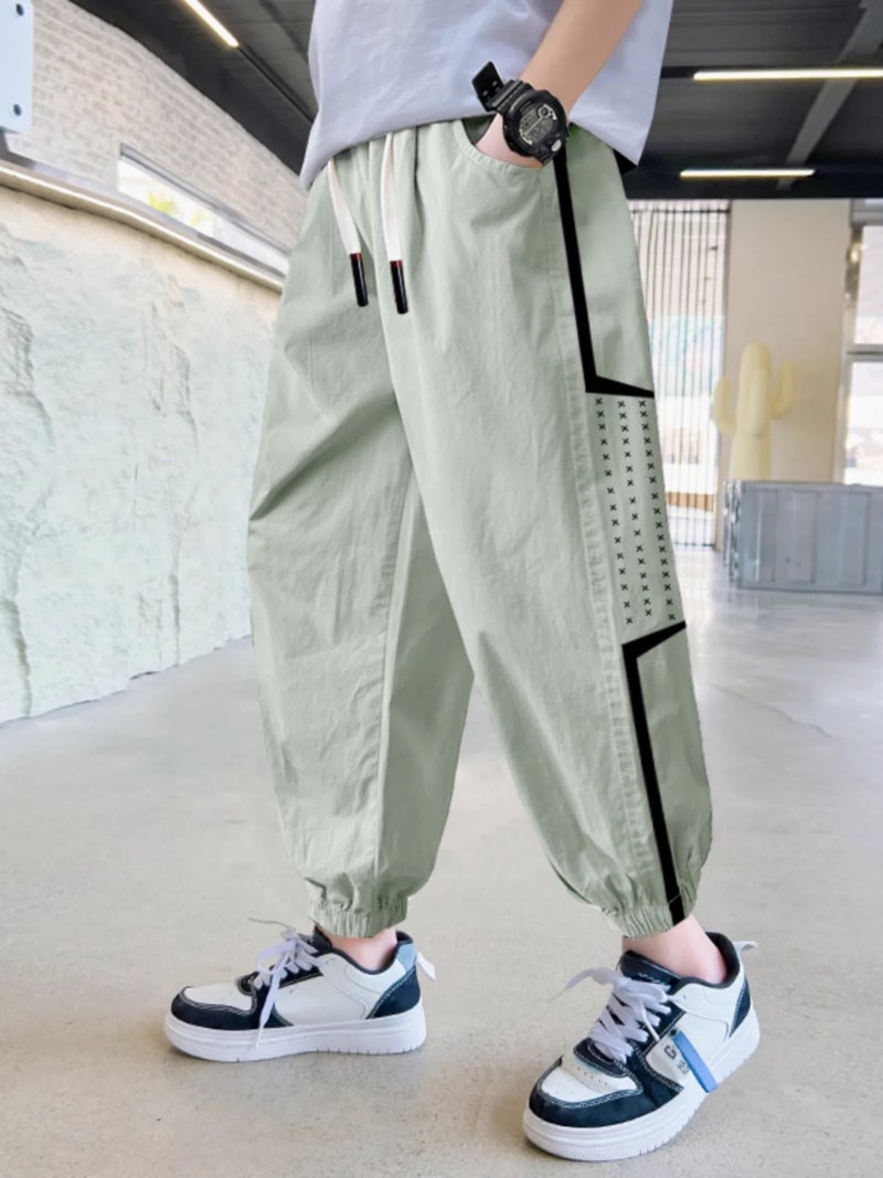 Children'S Clothing Boys' Summer Pants Medium And Large Kidsren'S Summer Thin Sports Pants Summer Anti-Mosquito Nine-Point Pants - Image 2