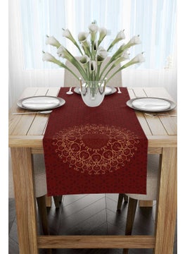Cango Home Red Claret Red Ramadan Themed Motif Patterned Digital Printed Runner CGH1286-RN  - Image 2