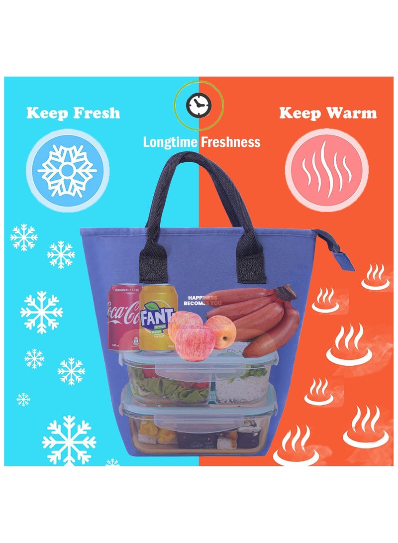 جيكون الأزرق كبير معزول الغداء حقيبة للنساء الرجال ، الكبار قابلة لإعادة الاستخدام بسيطة بينتو الغداء حقيبة حاوية لحفظ طعام الغداء حقيبة حمل حقيبة ل علب الاغذية ل نزهة العمل التنزه الشاطئ - Image 2