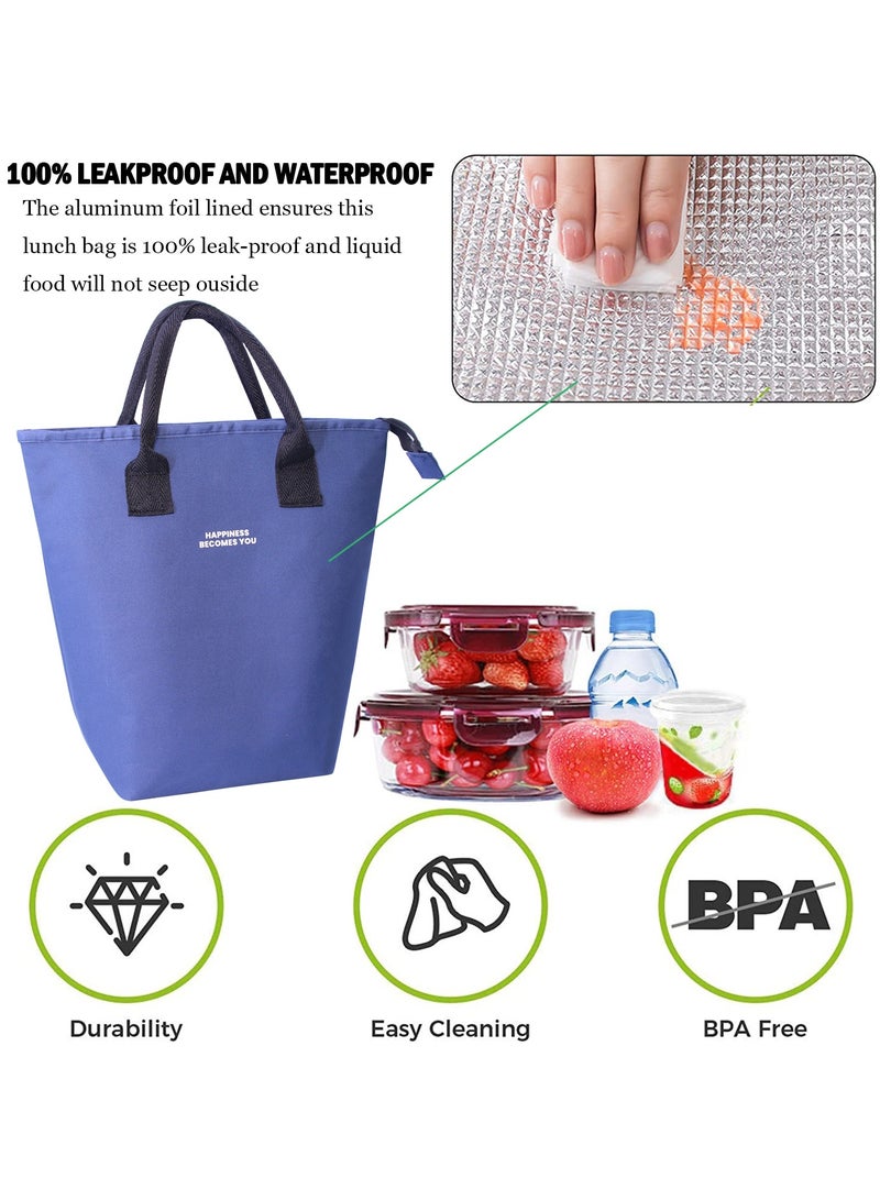 جيكون الأزرق كبير معزول الغداء حقيبة للنساء الرجال ، الكبار قابلة لإعادة الاستخدام بسيطة بينتو الغداء حقيبة حاوية لحفظ طعام الغداء حقيبة حمل حقيبة ل علب الاغذية ل نزهة العمل التنزه الشاطئ - Image 3