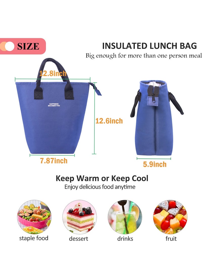 جيكون الأزرق كبير معزول الغداء حقيبة للنساء الرجال ، الكبار قابلة لإعادة الاستخدام بسيطة بينتو الغداء حقيبة حاوية لحفظ طعام الغداء حقيبة حمل حقيبة ل علب الاغذية ل نزهة العمل التنزه الشاطئ - Image 4