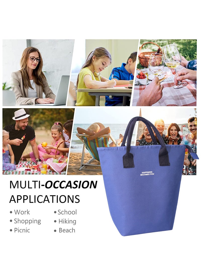 جيكون الأزرق كبير معزول الغداء حقيبة للنساء الرجال ، الكبار قابلة لإعادة الاستخدام بسيطة بينتو الغداء حقيبة حاوية لحفظ طعام الغداء حقيبة حمل حقيبة ل علب الاغذية ل نزهة العمل التنزه الشاطئ - Image 5