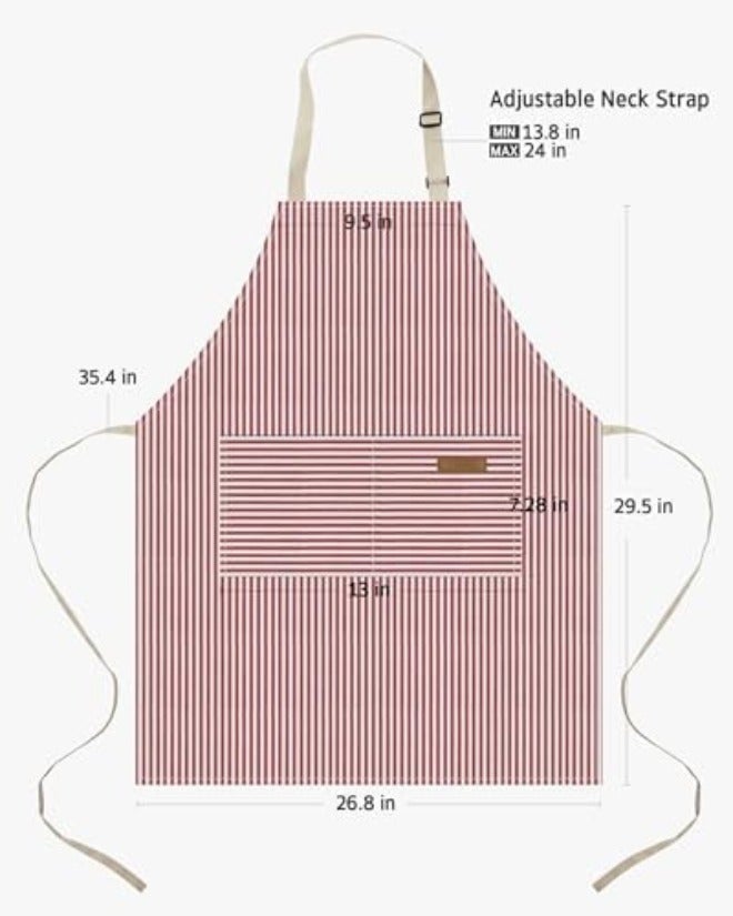مريلة مطبخ قابلة للتعديل من Syntus للرجال والنساء، مجموعة من 2 مع جيبين، أسود بني مخطط - Image 4