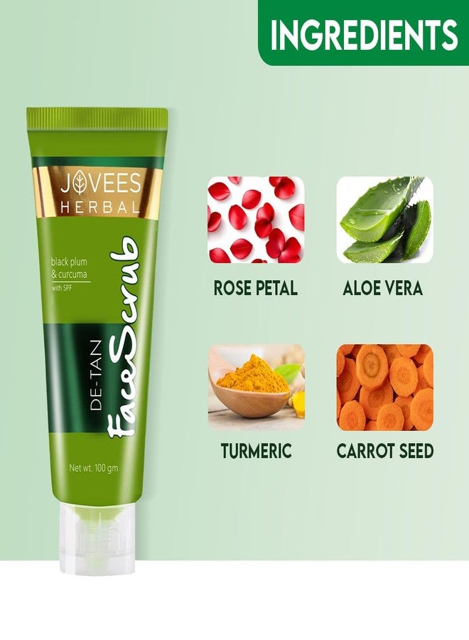 Jovees Herbal De-Tan Scrub With SPF For Brightening & Revitalizing Face Scrub | Remove Dead Skin | Gentle Exfoliation, Smooth and Clear Complexation With Turmeric & Aloe Vera | For All Skin Type- 100g - Image 5