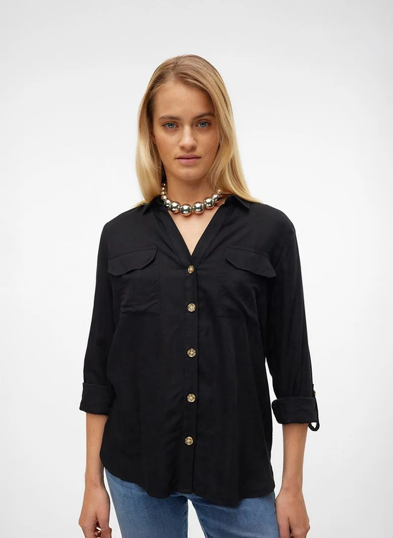 فيرو مودا Women's VMBUMPY Long Sleeve Shirt New Woven Noos