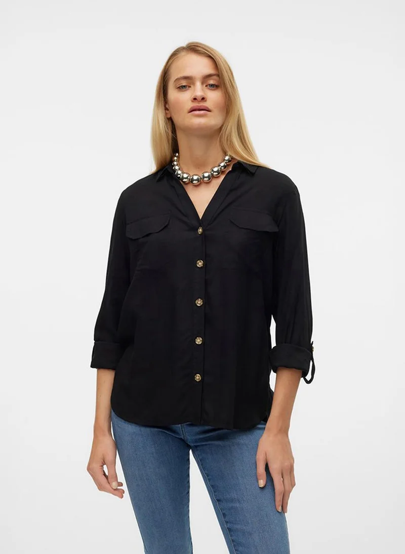 فيرو مودا Women's VMBUMPY Long Sleeve Shirt New Woven Noos