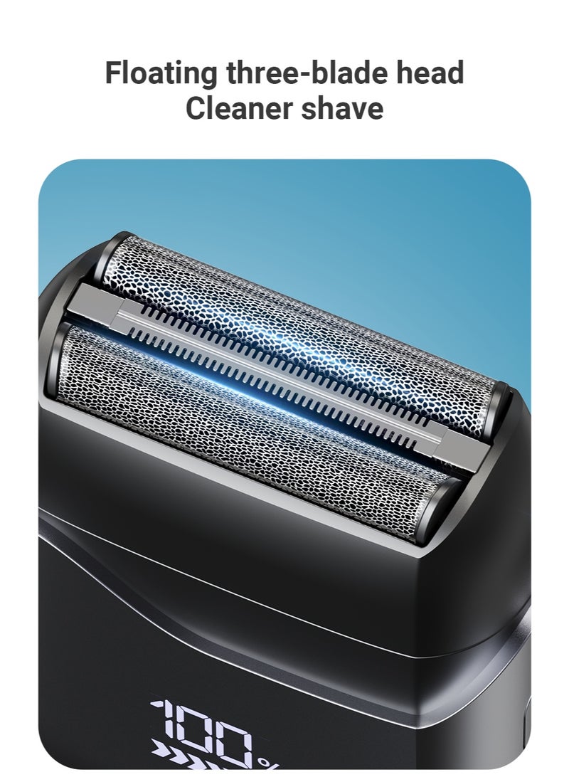 CLIPCLEAN Electric Foil Shavers for Men, Mini Electric Razor for Face, Compact Travel Shaver with Floating Blades, IPX7 Waterproof with LED Display & Fast Charge, Gifts for Dad/Him - Image 5