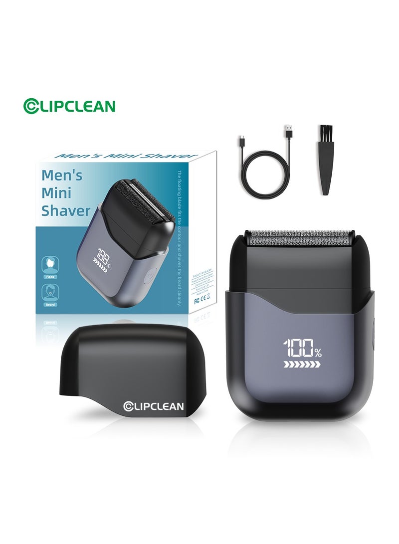 CLIPCLEAN Electric Foil Shavers for Men, Mini Electric Razor for Face, Compact Travel Shaver with Floating Blades, IPX7 Waterproof with LED Display & Fast Charge, Gifts for Dad/Him - Image 1