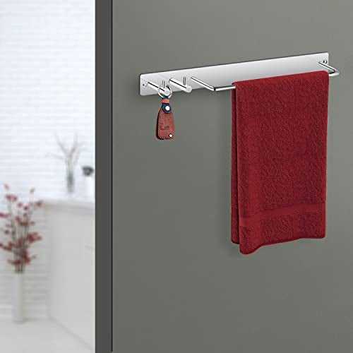 Primax Stainless Steel Towel Stand/Towel Rod with Hook for Bathroom/Hanger/Bathroom Accessories (Chrome) - Image 2