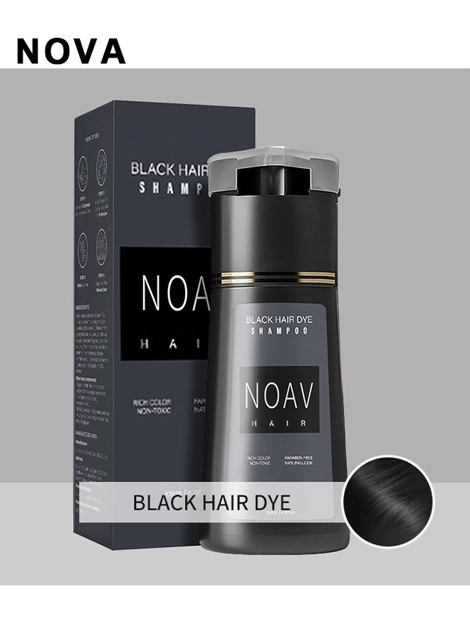 نوفا شامبو صبغة الشعر السوداء، شامبو صبغة الشعر الفورية نوفا، شامبو صبغة الشعر الأسود نوفا 3 في 1، شامبو تلوين الشعر بالأعشاب لتغطية الشعر الرمادي، للرجال والنساء (أسود) - Image 2