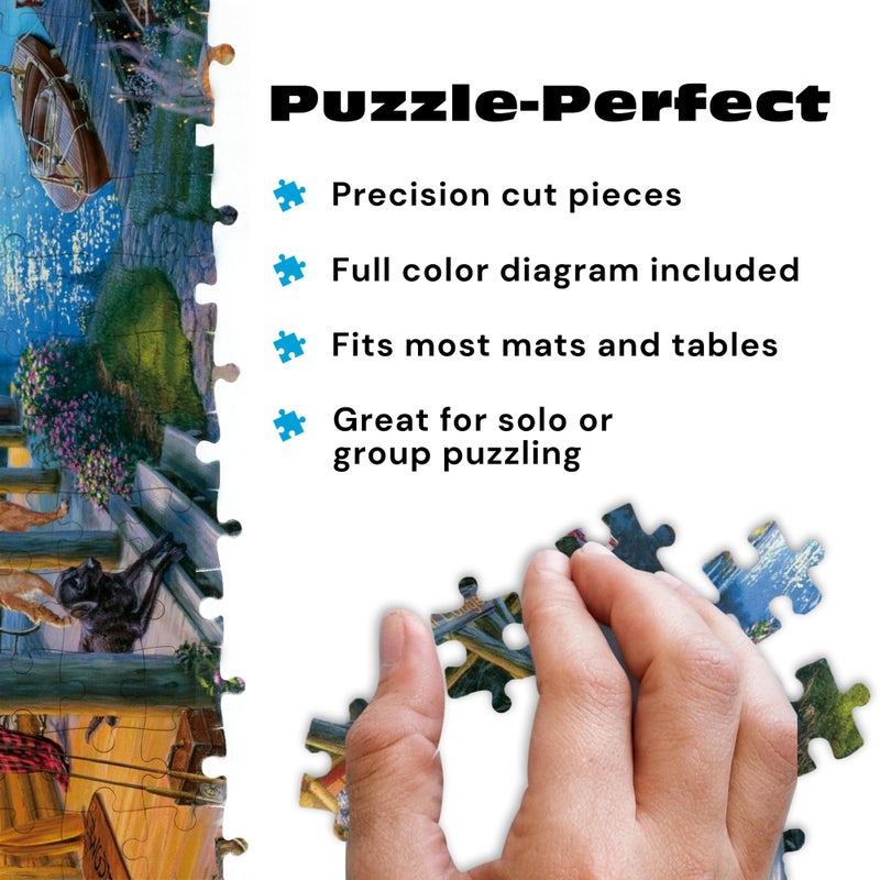 Buffalo Games Darrell Bush - Moonlight Lodge - 1000 Piece Jigsaw Puzzle - Multicolor, Rectangular - Includes Poster - 1000 Piece Puzzle for Adults - Scenic Landscape - Image 4