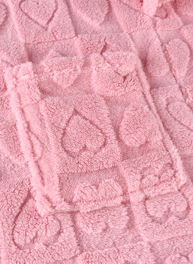 ايست من نون رداء حمام طويل بغطاء رأس من الجاكار - 260 جرامًا للمتر المربع مصنوع من البوليستر الناعم بنسبة 100% للنساء - غطاء رأس وجيب - لون وردي، مقاس متوسط - Image 4