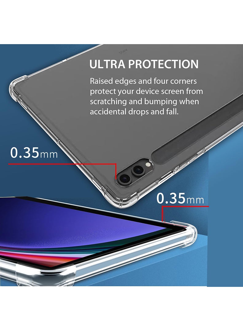Theodor Clear Case For Samsung Galaxy Tab S10+ 2024/Tab S9 FE+/S9+ 2023 12.4-Inch, Shock-Absorption TPU Cover with Reinforced Corners, Soft Flexible & Crystal Clear Protective Bumper Case - Image 3
