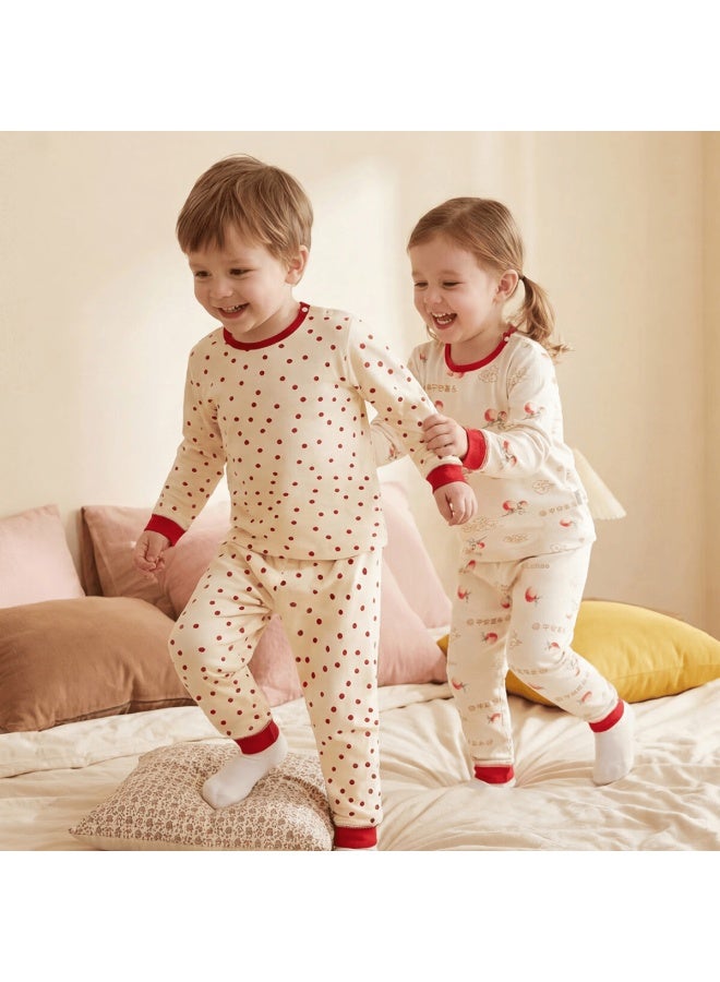 Mumuwu 7a Antibacterial Baby And Toddler Thermal Underwear Set Uni Autumn Winter Warm Base Layer School Uniform Essential Long Sleeve Top And Pants Two-piece Set - Image 2