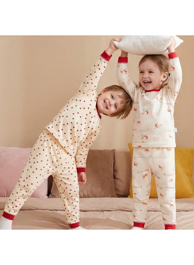 Mumuwu 7a Antibacterial Baby And Toddler Thermal Underwear Set Uni Autumn Winter Warm Base Layer School Uniform Essential Long Sleeve Top And Pants Two-piece Set - Image 3