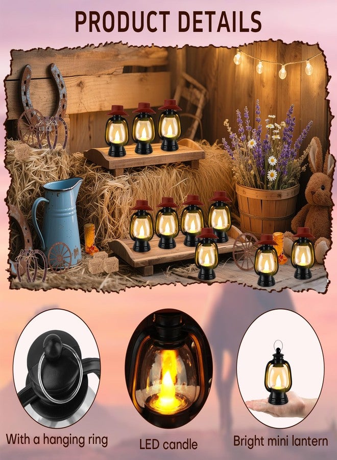 PLUVAVA 120 Pieces Western Theme Party Centerpiece Cowboy Party Decor with Mini Lantern Cowboy Hat Boot Shot Hay Bales Horseshoe Wagon Wheel for Western Birthday Wedding Rustic Country Decor (120 PCS) - Image 3