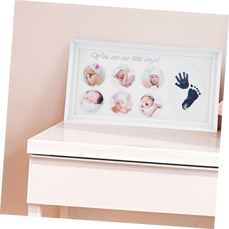 FAVOMOTO 1pc Creative Handprint and Footprint Photo Frame Safe Keepsake for Newborn Memories for Showers and Celebrations White - Image 2
