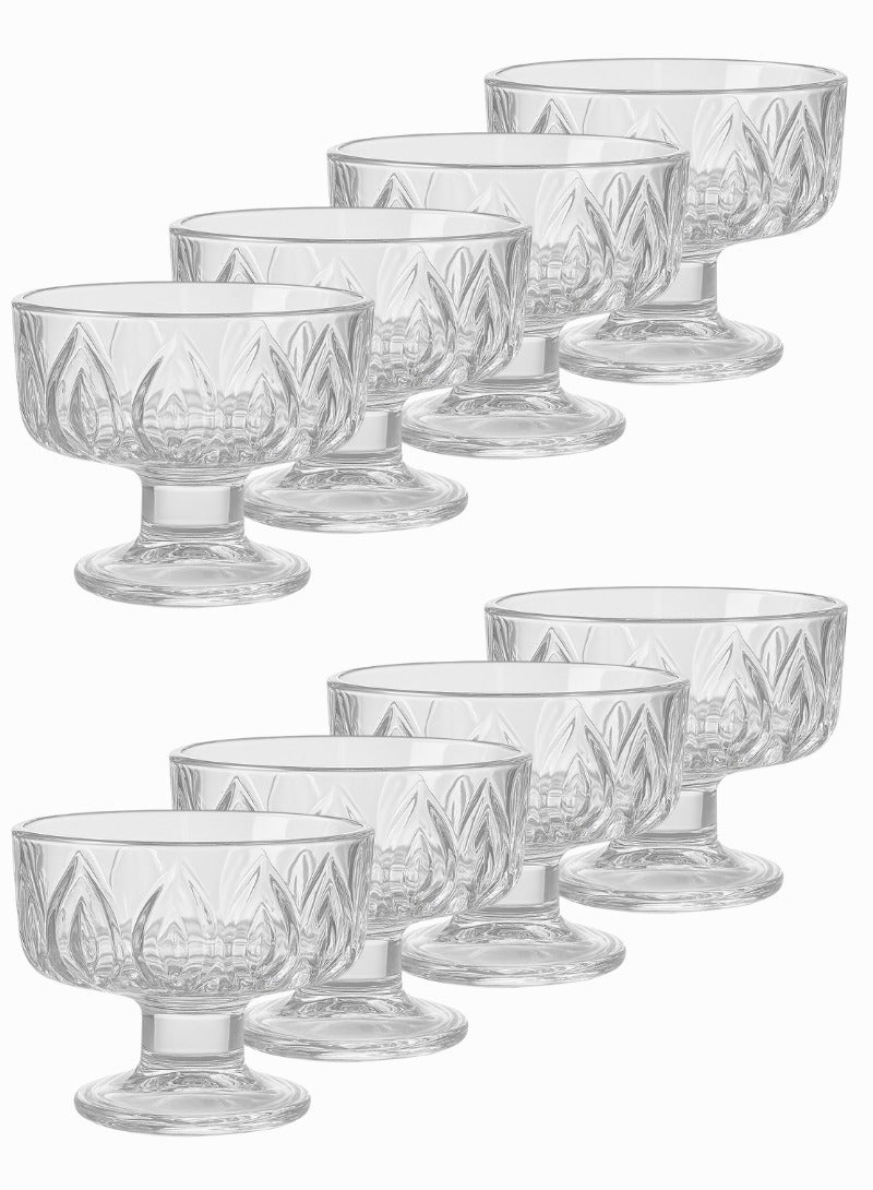 القناص طقم زبادي حلا 8 قطع من الكريستال الفاخر بقاعدة أنيقة | أكواب تقديم للحلى والآيس كريم والفواكه - Image 1