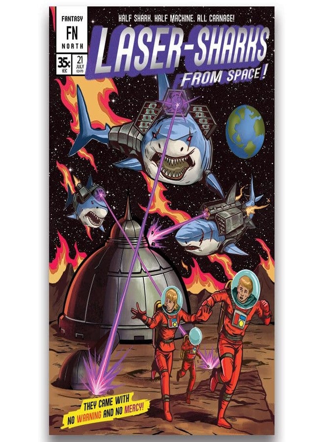 Fantasy North - Laser Sharks from Space - Comic Series - 100 Textured Matte TCG Card Sleeves - Fits Magic MTG Commander Pokemon and Other Card Games - Playing Card Sleeves - Image 2