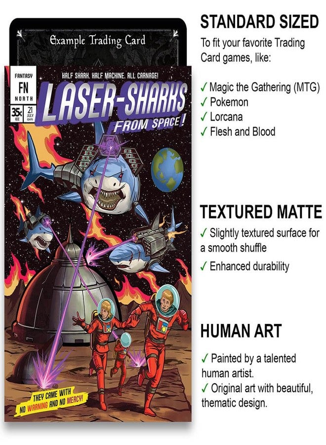 Fantasy North - Laser Sharks from Space - Comic Series - 100 Textured Matte TCG Card Sleeves - Fits Magic MTG Commander Pokemon and Other Card Games - Playing Card Sleeves - Image 3